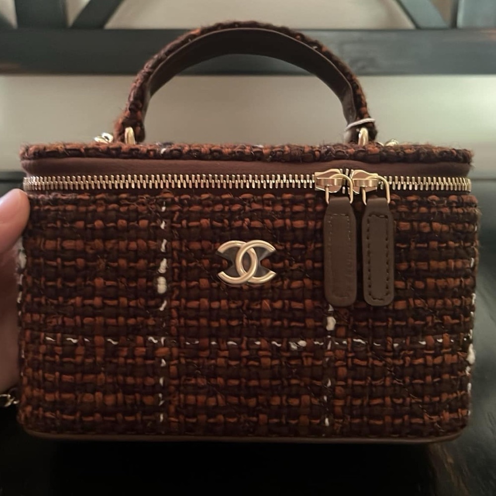 Brand New! Very Rare Chanel Tweed Top Handle Vanity With Mirror
